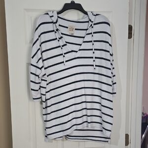 Source Unknown Black and White Striped Hoodie